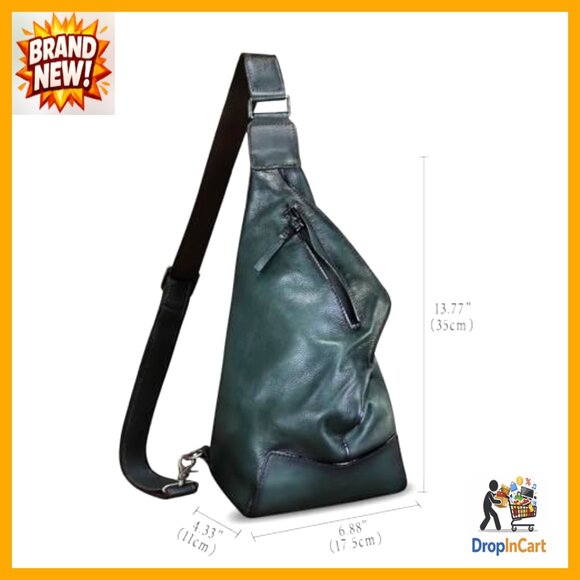 Vintage Genuine Leather Sling Backpack Crossbody Daypack Adjustable Strap main image 4